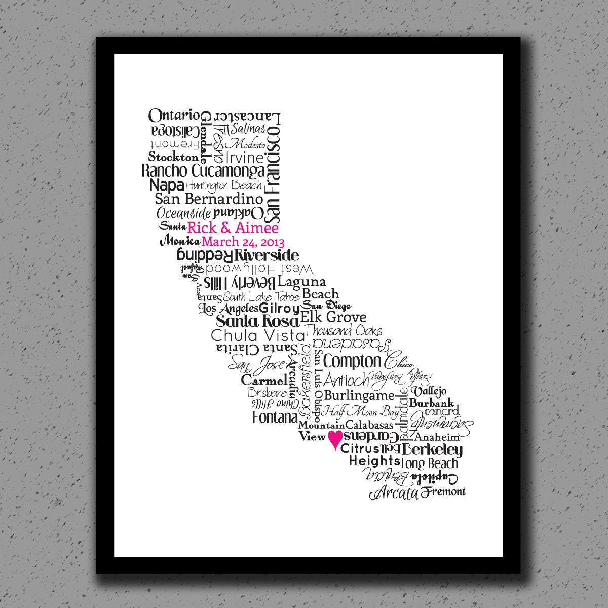 California State Print, CA, State Art, State Map, Wedding, Personalized, Print, Custom, Cities, City, Housewarming Gift, Mothers Day