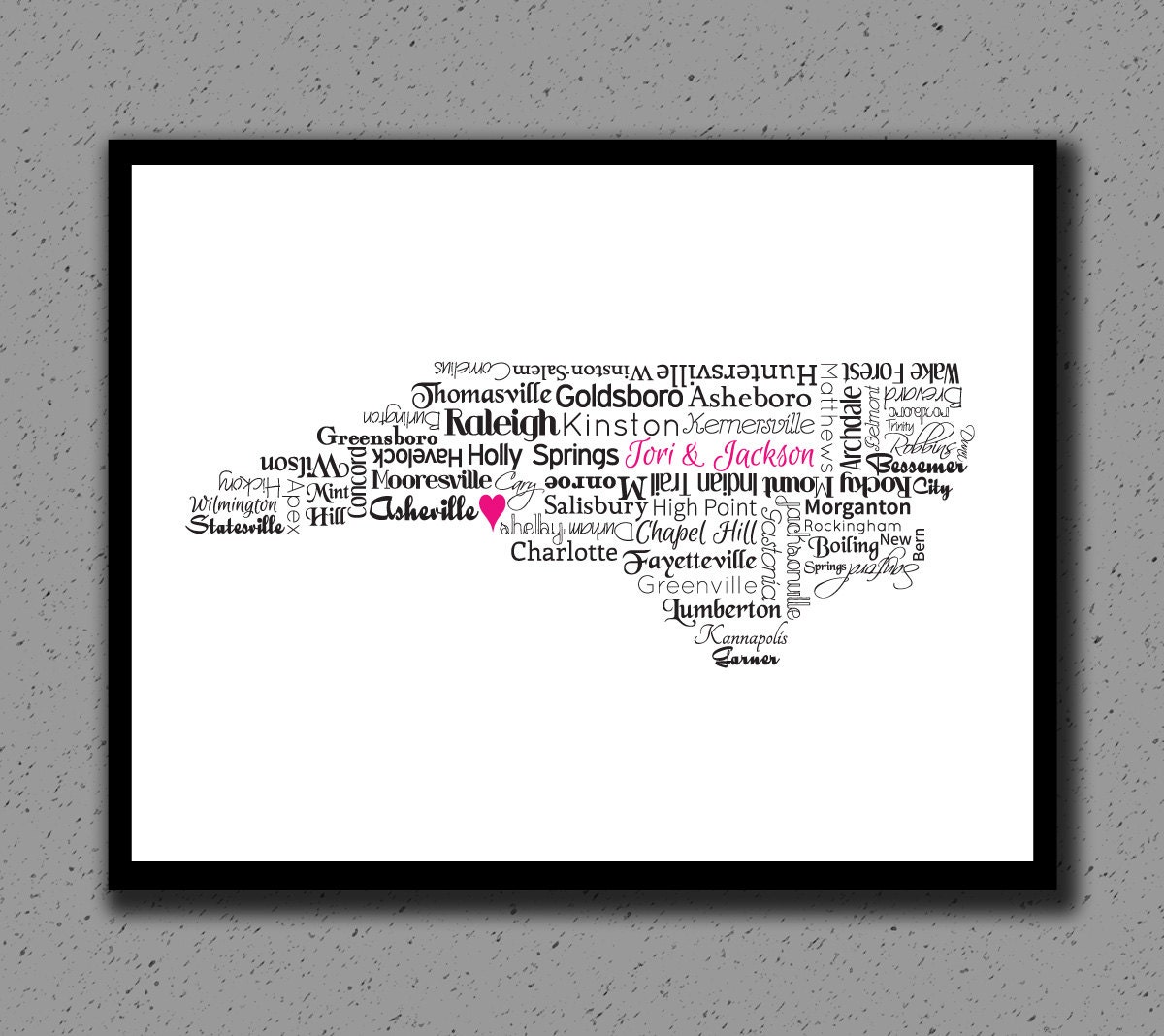 North Carolina State Print, NC, State Art, State Map, Wedding, Personalized, Print, Custom, Cities, City, Housewarming Gift, Mothers Day