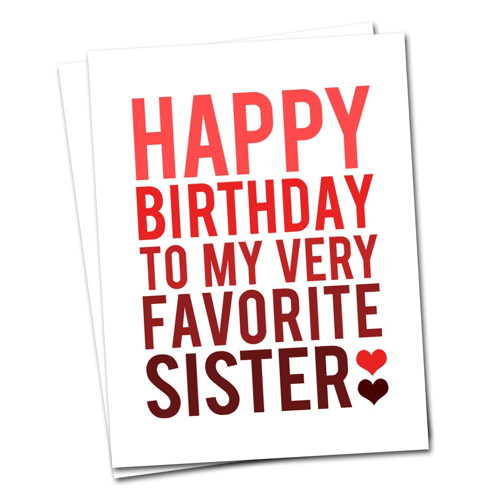 SISTER BIRTHDAY CARD - Red and White Happy Birthday Sister Greeting Card and Envelope