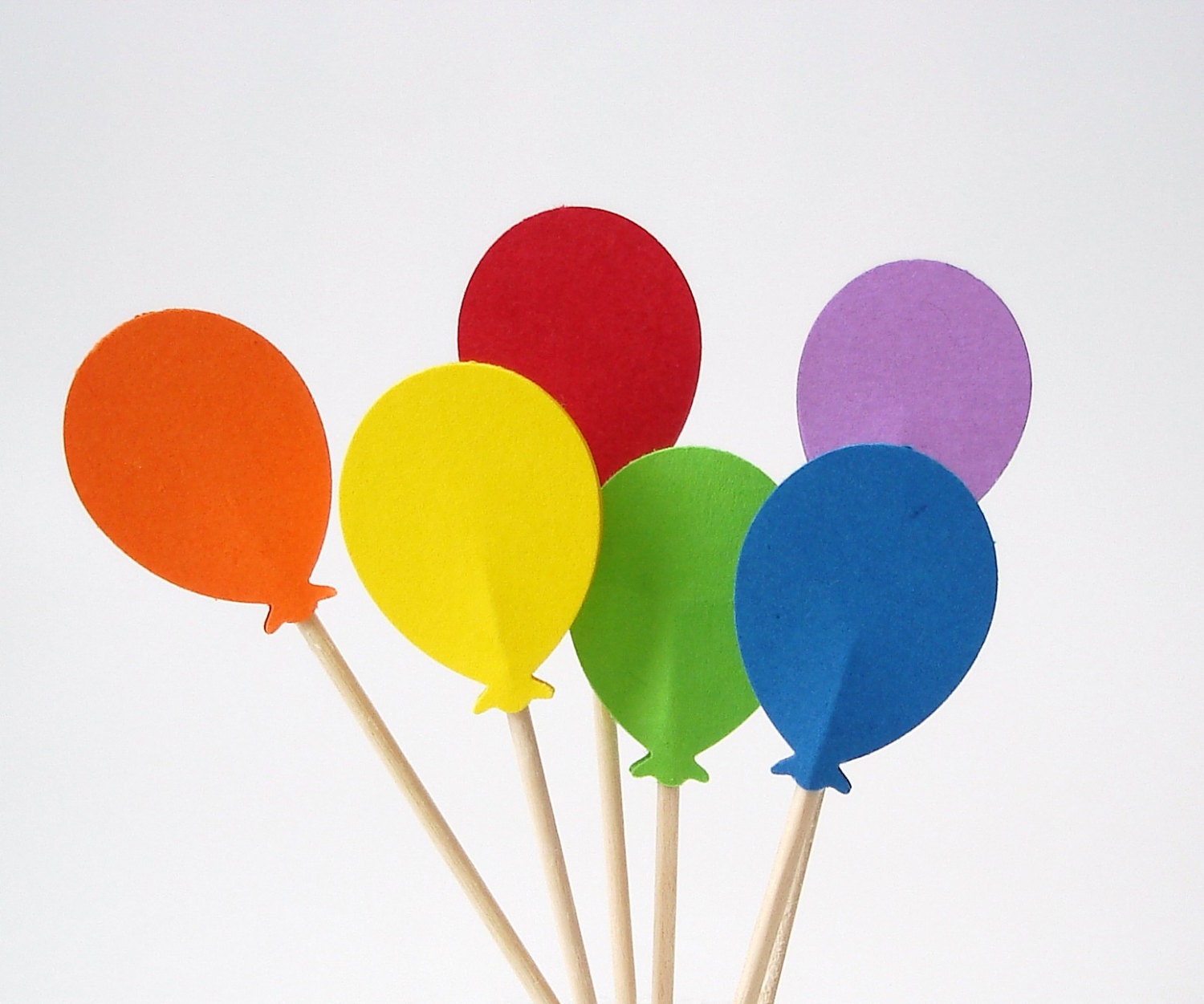 24 Rainbow Balloon Party Picks, Cupcake Toppers, Food Picks, Sandwich Picks, Toothpicks - No656