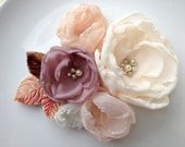 Vintage-Inspired Fabric Flower Bridal Sash Pin