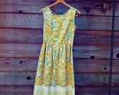 Small / Handmade Spring Floral and Lace Dress / Sustainable Women's Dress