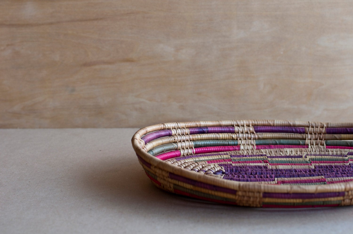 southwestern wrapped straw basket