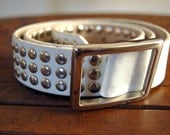 Vintage Studded Belt - White Leather