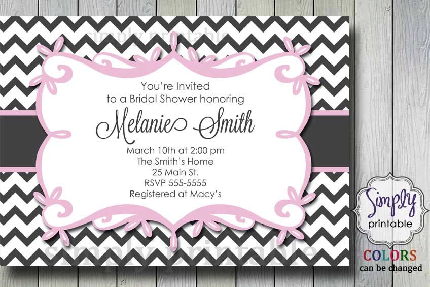 Pink Gray Chevron Bridal Shower Invitation Il_170x135