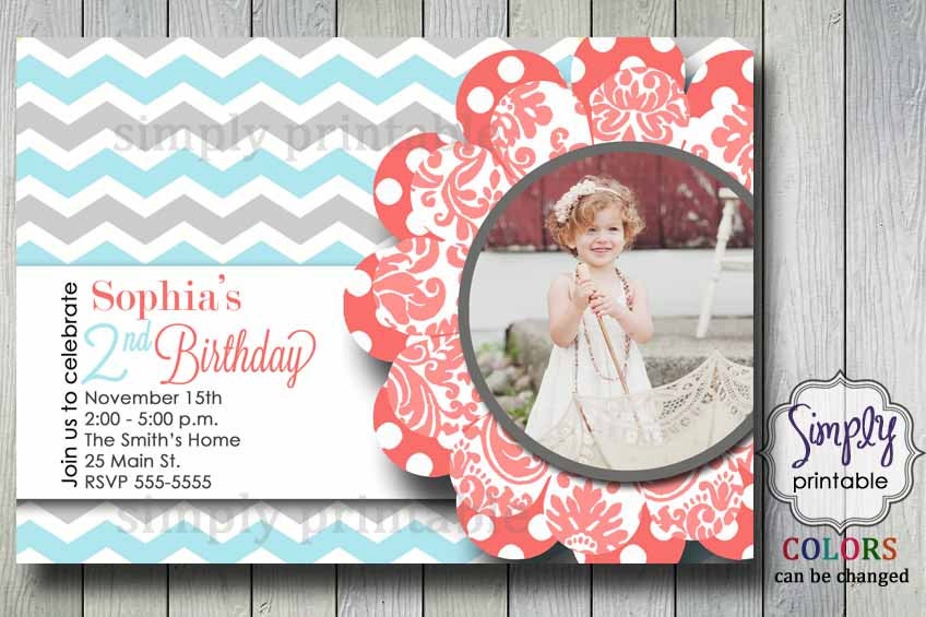 Chevron Girls Birthday Invitation Il_170x135