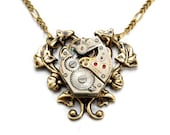 Steampunk Jewelry Steampunk Necklace Striped Vintage Watch Movement Victorian Art Nouveau Sweet Steam Punk Jewelry by Victorian Curiosities