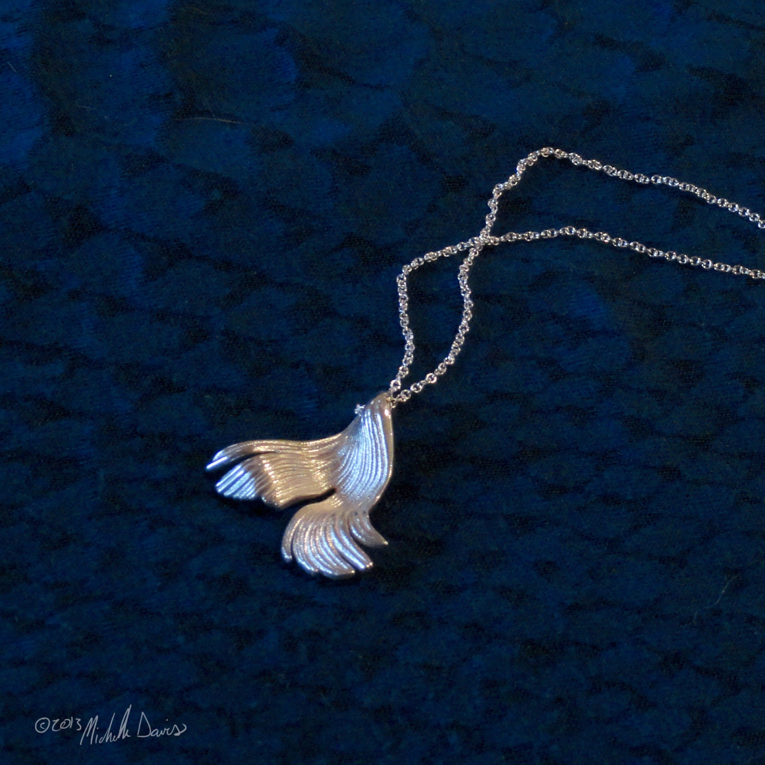 Koi Fish Tail Pendant in Silver