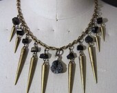 Spiked Green Druzy Stone Necklace