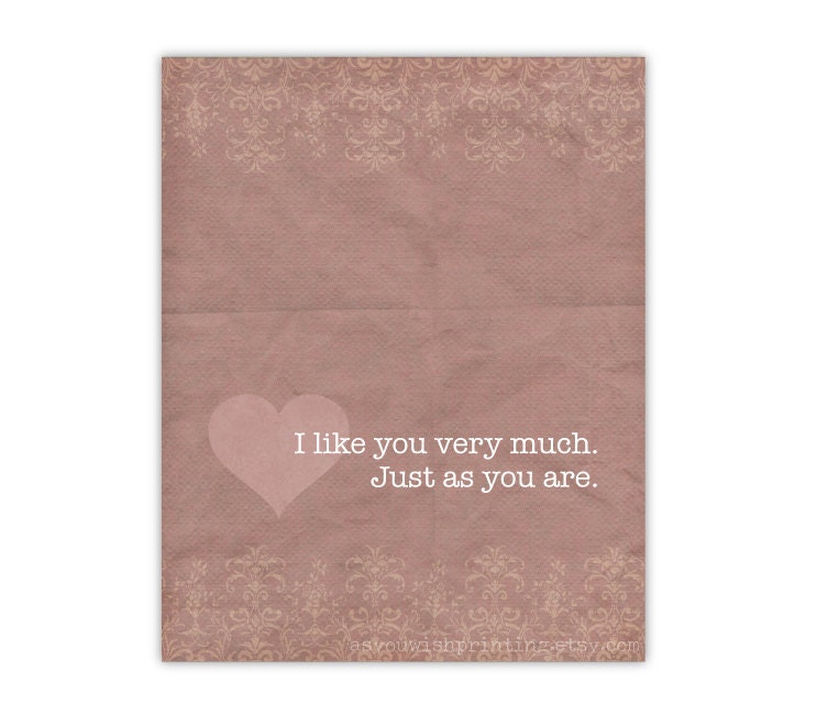 Bridget Jones' Diary 8x10 Quote Print - I Like You Very Much Heart Art Print