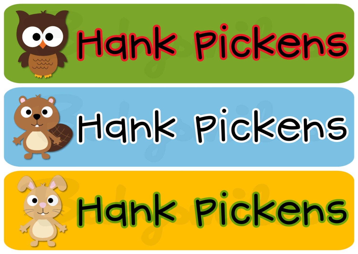 42 Regular or 90 Mini Skinny Personalized Waterproof Name Label Stickers - NEW - Woodland Friends 1 - Perfect for School, Daycare