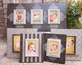 Mudslide grouping of 5 Distressed Picture Frames, Barnwood / Khaki / Linen