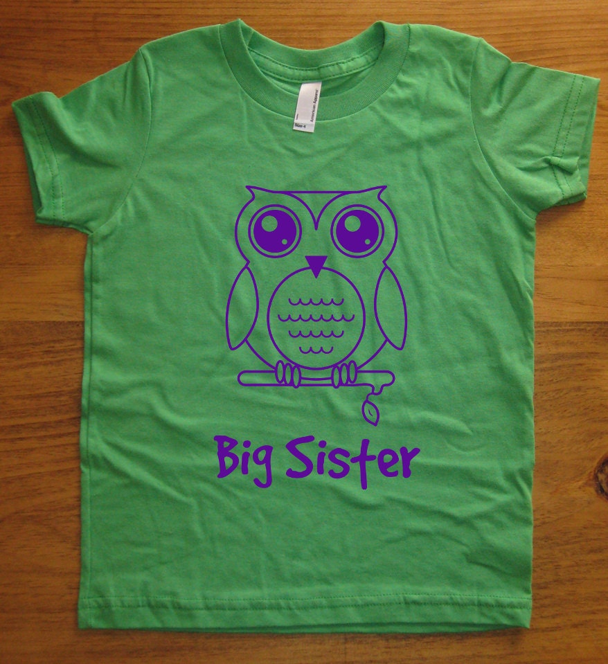 Big Sister Shirt - 8 Colors Available - Kids Owl Big Sister T shirt Sizes 2T, 4T, 6, 8, 10, 12 - Gift Friendly - redbrickwall