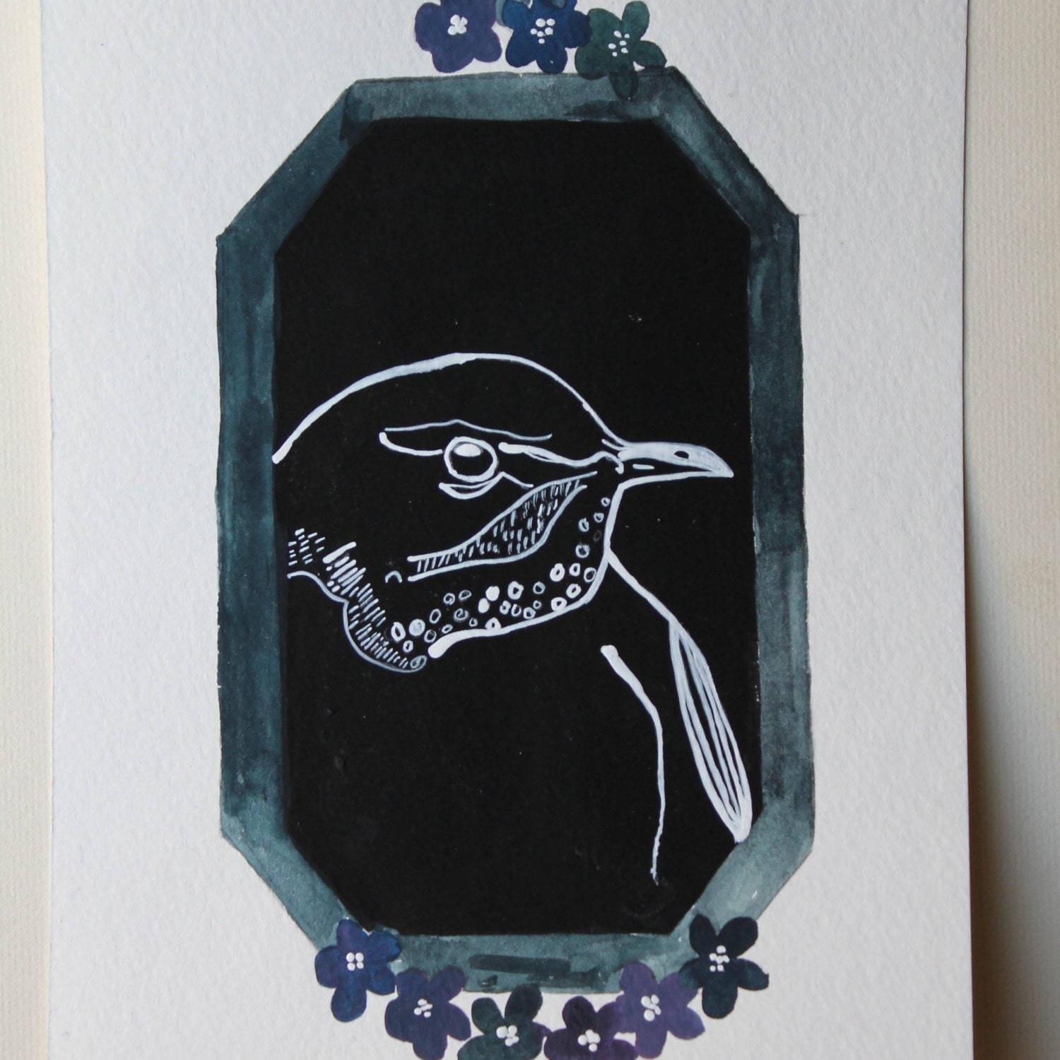 Indigo Garden Original Gouache & Watercolor Art