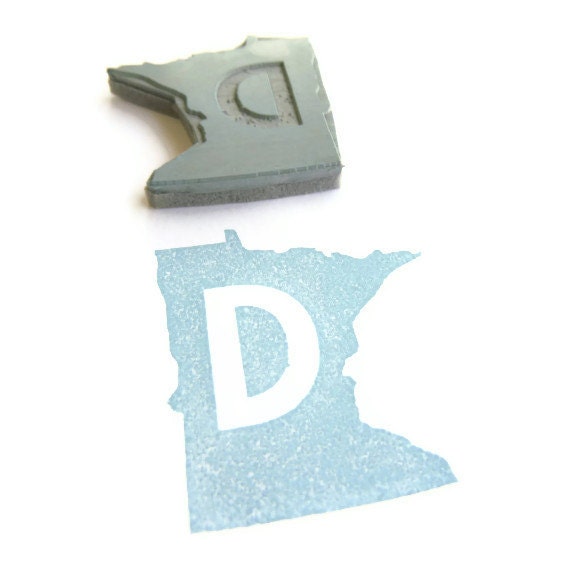 Monogrammed Custom US State Rubber Stamp - Cling Rubber Stamp