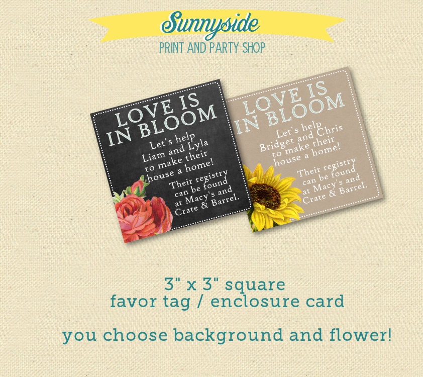 Mason Jar Square Favor / Registry Tags - Made to Match - Printable