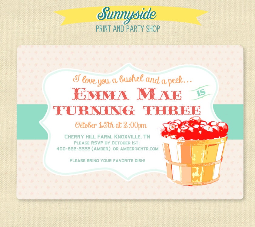 A Bushel and a Peck Vintage Style Custom Invitation - Birthday/Shower - Printable Il_570xn