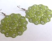 large lace earrings spring green metal dangle earrings
