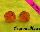 10 DOLLAR SALE Amber Ear Plugs 4g (5mm) Organic Handmade Hand Carved Stone Body Jewelry Piercing Earrings 4 Gauge