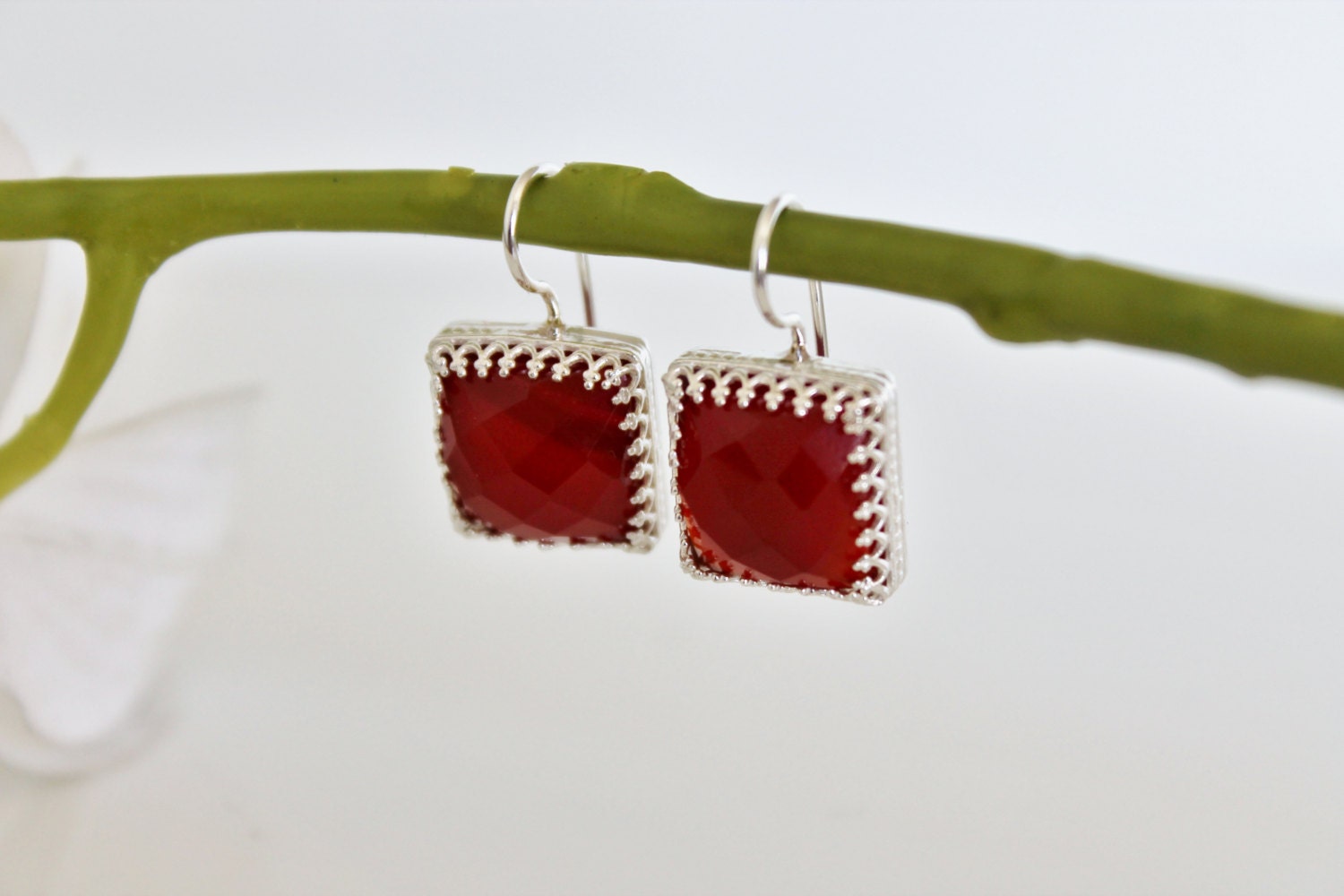 vintage silver earrings,red onyx earrings,sterling silver earrings,pure silver jewelry,gemstone earrings