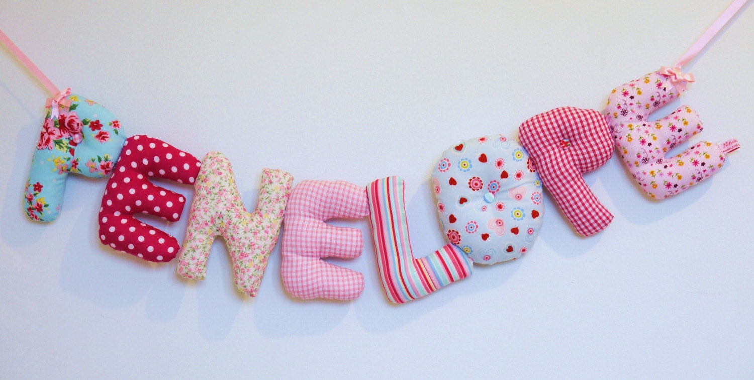 PENELOPE - Personalized Baby Name wall hanging, kids nursery decor. Perfect gift for a new baby girl. Christening or baby shower.