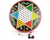 vintage chinese checkers retro game marbles tin ohio art
