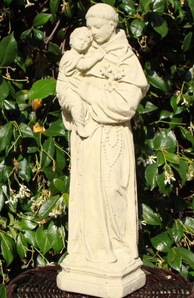 Vintage SAINT ANTHONY Outdoor Cast Stone Statue (c)