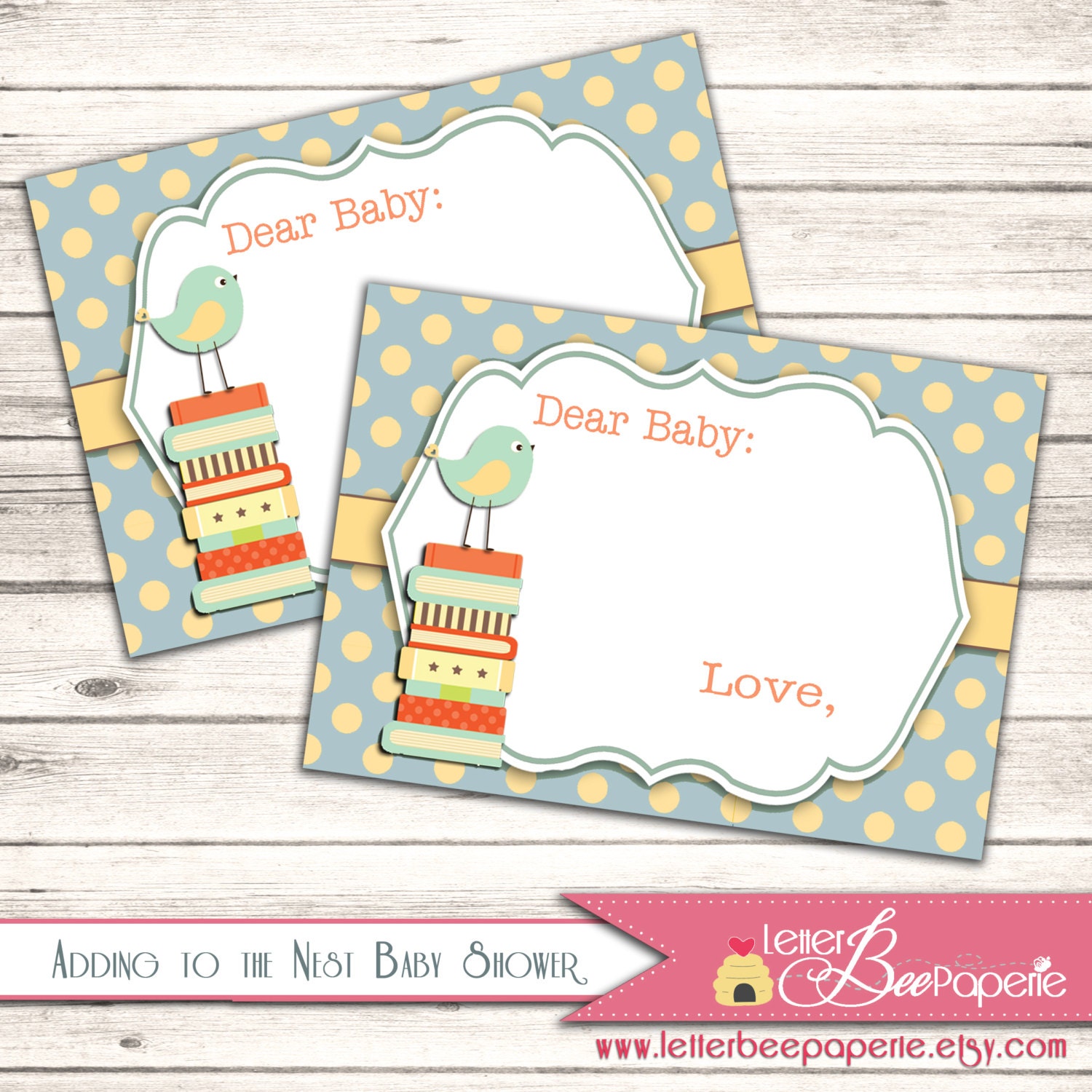 Adding to the Nest Custom Book Plate for Baby Book- PRINTABLE - Customize Your Colors - Perfect for Girl, Boy or Gender Neutral Il_570xn