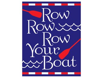 Nautical Nursery, Nursery Wall Art, Nursery Prints, Boat Nursery, Kids Wall Art, Children Artwork, Art for Nursery, Row Row