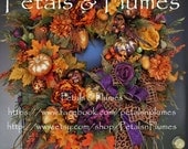 Fall Wreath - "Elegant  Gilded  Pumpkins" Thanksgiving Wreath-Halloween Wreath-MADE TO ORDER -(Please See Production time/Shipping details)