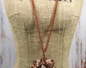 Vintage Copper Filigree Floral Burst Necklace Pendent