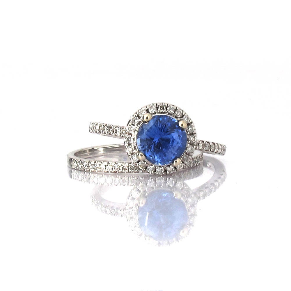 Diamond ring Certified Natural untreated Ceylon cornflower blue sapphire 1.45 Carat natural blue Sapphire  P-044
