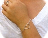 Heart Bracelet, Sterling Silver, Valentines Day Gift, Love, Heart Jewelry, Anniversary, Sweetheart, Bridal Jewelry, Handmade