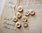 small vintage mother of pearl buttons - 2 hole sew through - shabby imperfect beauties - 8 babies