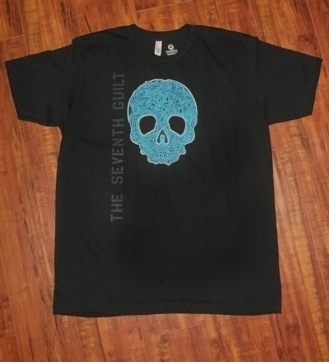 Men's Skull Clothing, Neon Blue, Skull, Handmade Shirt, Screen-Printed Tee