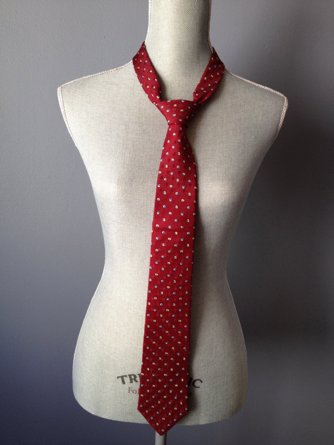 Vintage LANVIN - Red Silk Paisley Print Necktie Tie