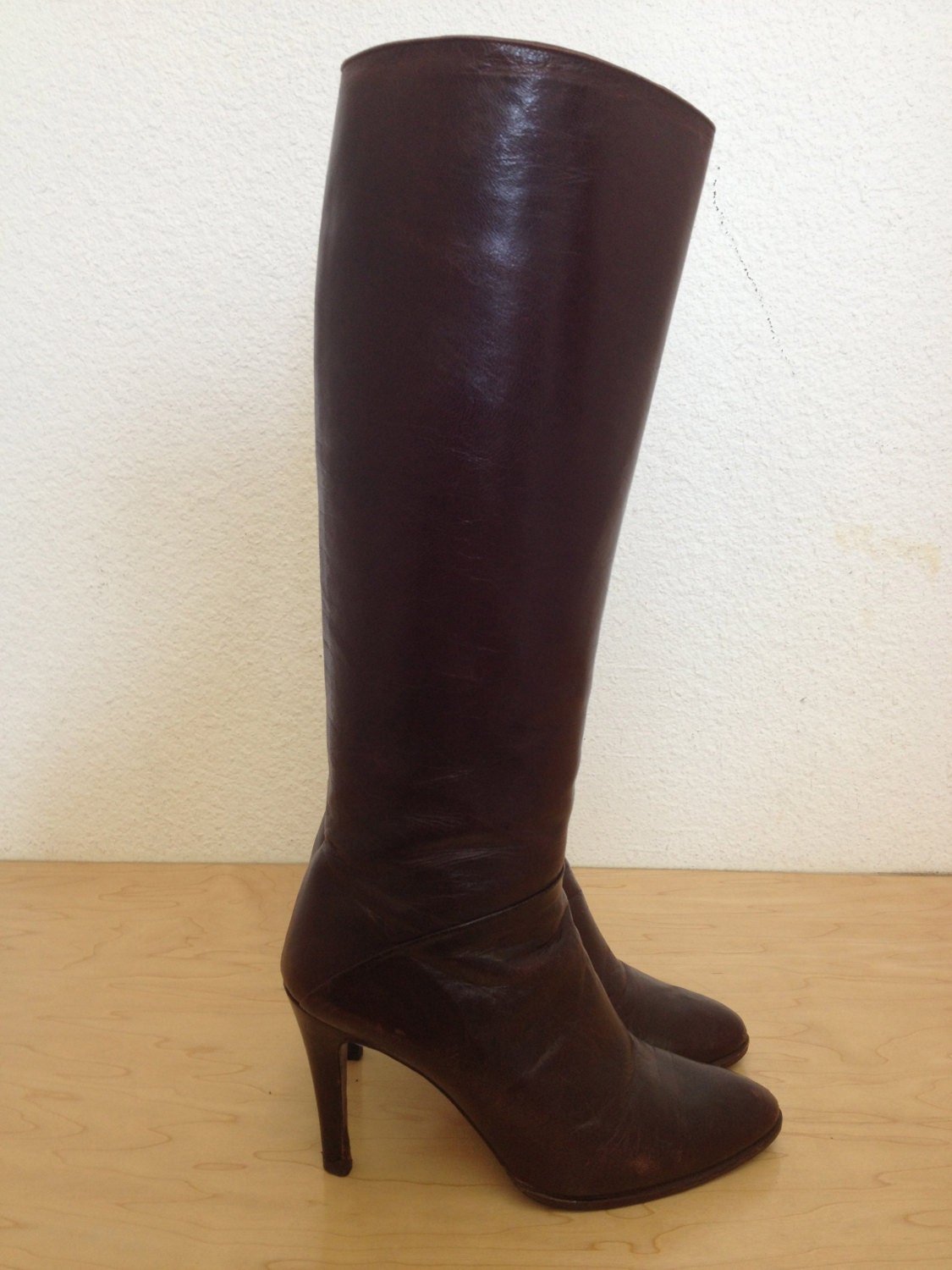Vintage COLLECTION EUROPA oxblood burgundy boots with Wood Size 7.5