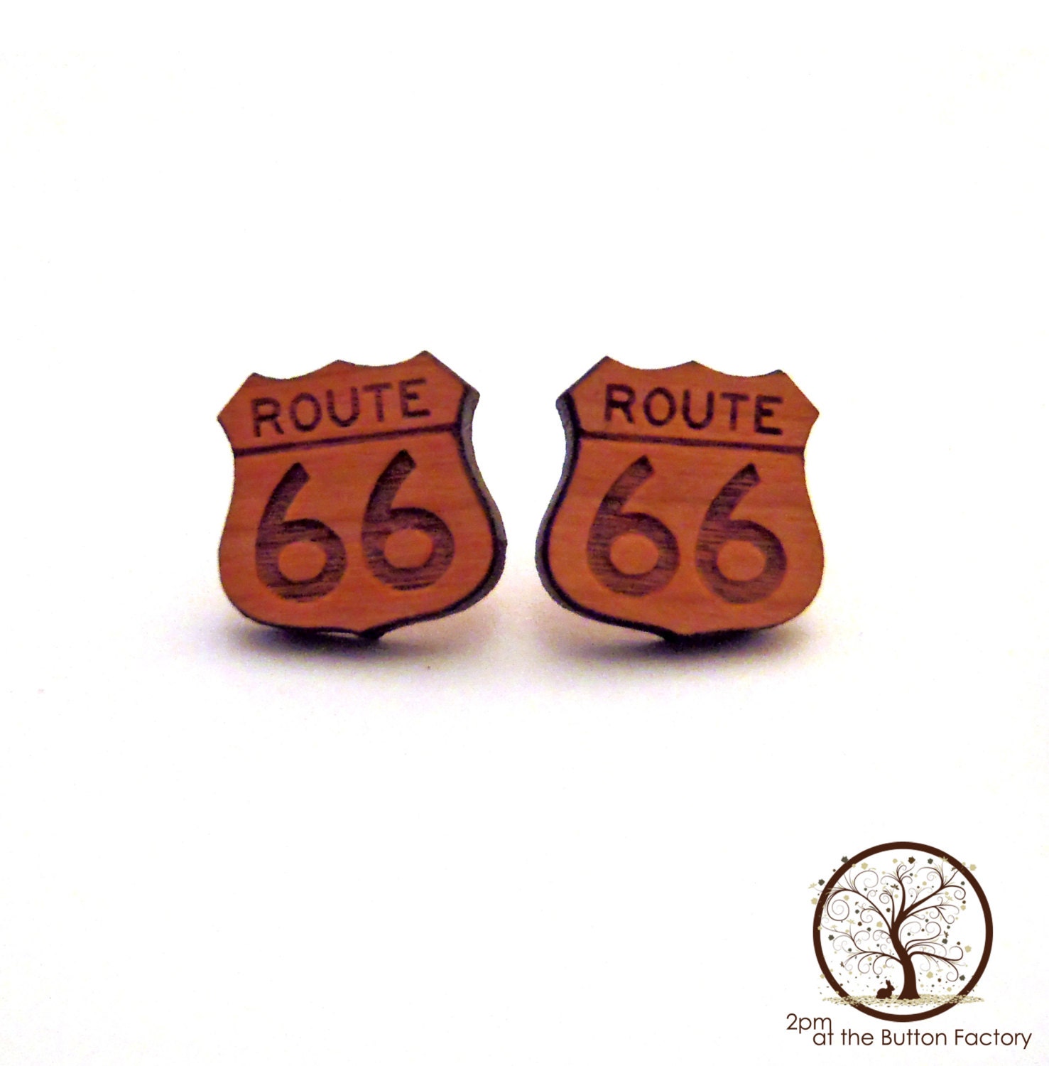 Wooden Route 66 Earrings