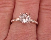 RESERVED Final Payment 14k Rose Gold Peach Morganite Engagement Ring Portuguese Cut  in Diamond Accented Mounting in White Gold Yellow Gold