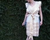 Gatsby Days Bridal Slipdress with Ruffled Peplum Top and Removable Satin Sash