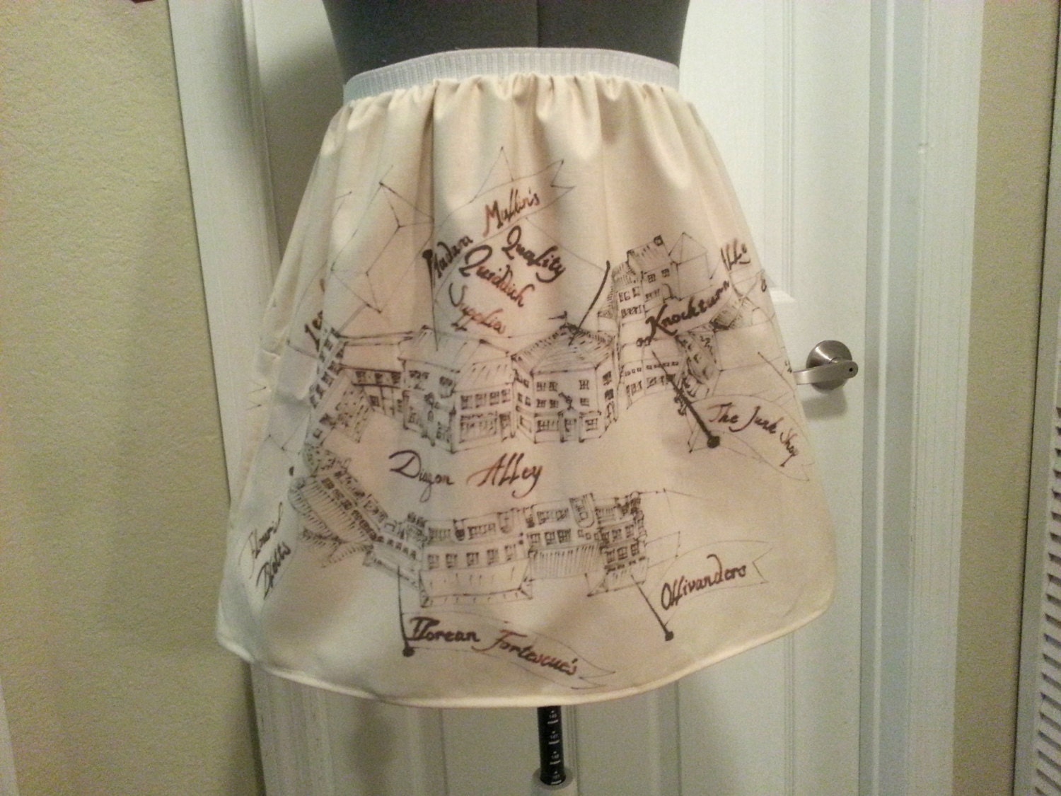 Harry Potter Diagon Alley map inspired full skirt - made to order