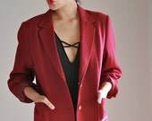 VIntage Burgundy Wool Blazer . Burgundy Blazer For The Holidays With Buttons. S-M Wool Blazer