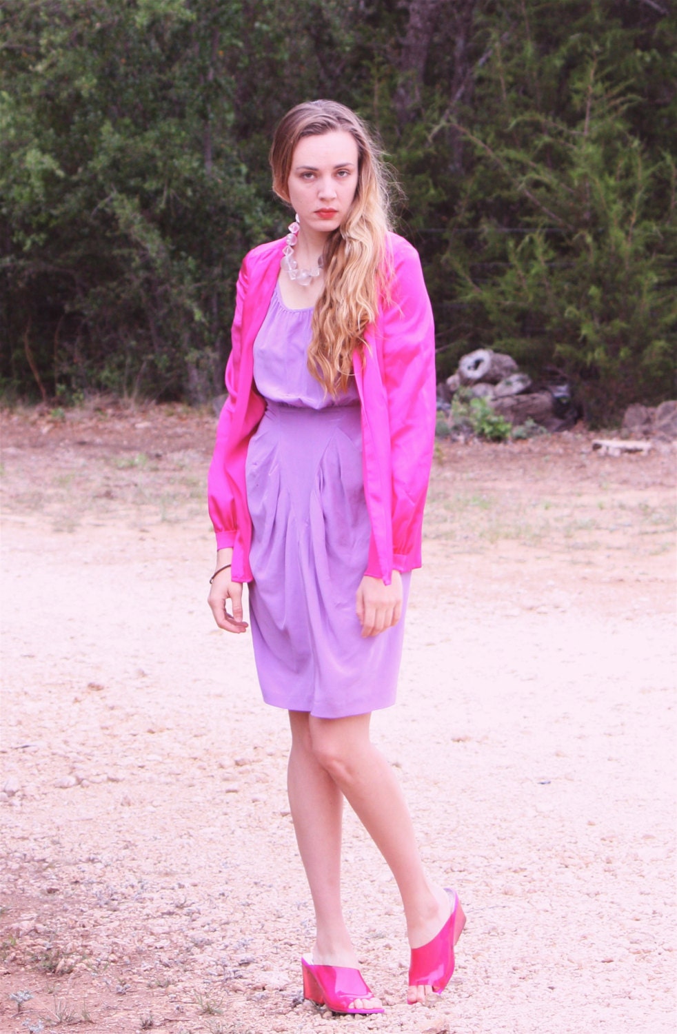 Vintage Fuschia Silk Cardigan