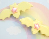 Pastel Yellow Star Bats Hair Clip Set