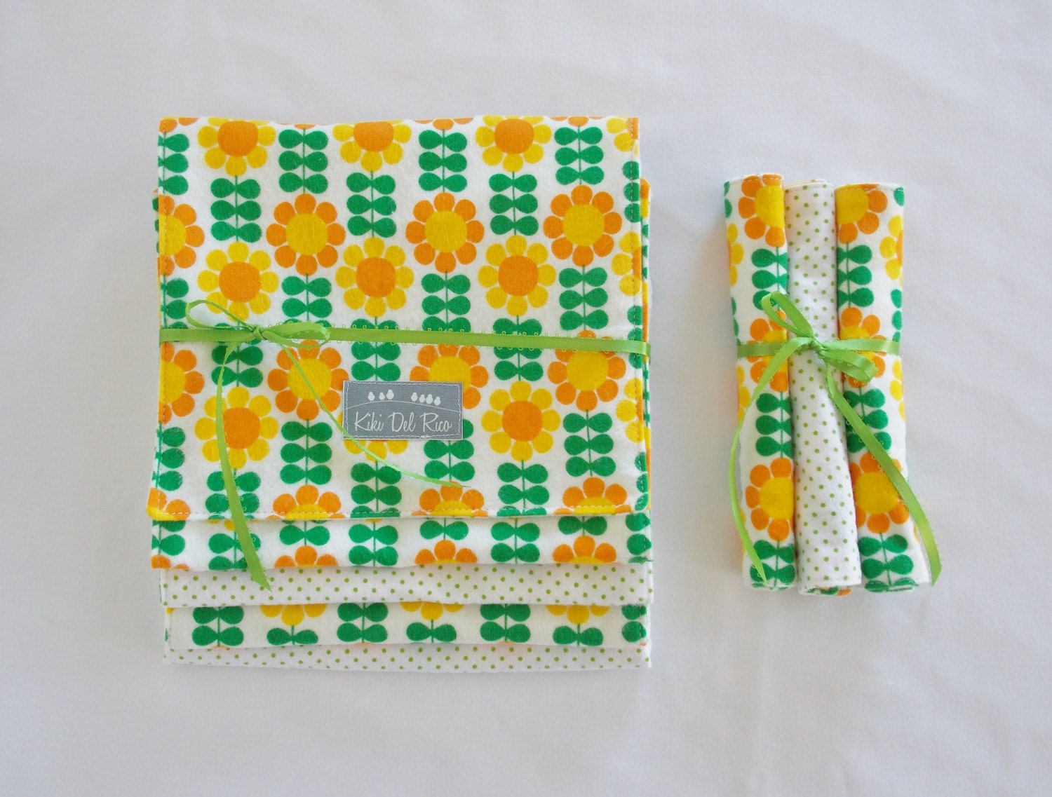 Sunflower Baby Shower Gift Set - Bib Burp Cloth and Washcloth Set