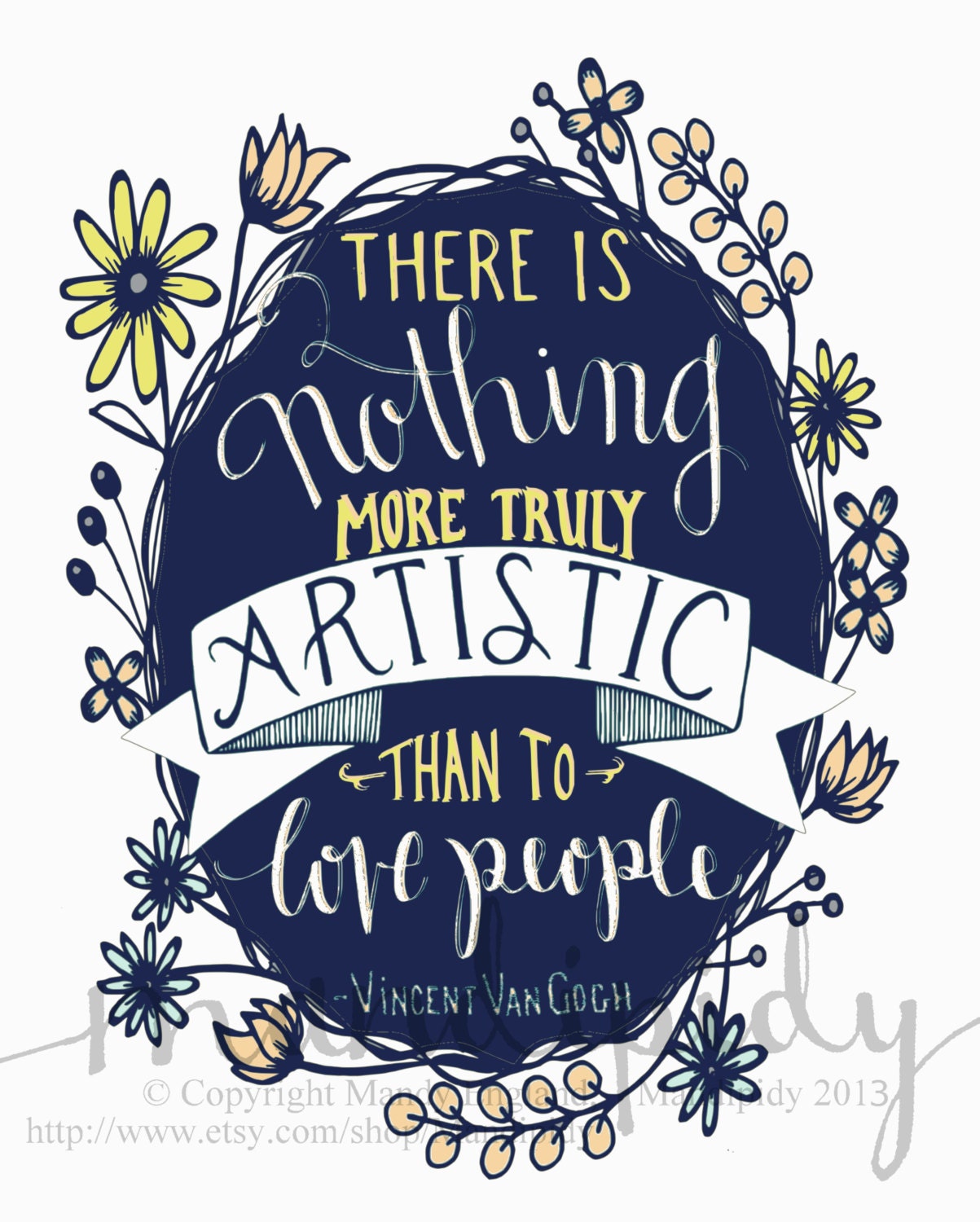 Love People - Van Gogh Quote - Vintage Typography - 8x10 Illustrated Print by Mandipidy
