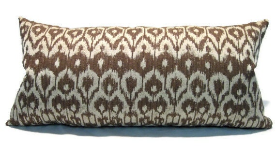 Decorative Lumbar Throw Pillow Cover  In Brown and Beige Tones12 inch by 24 inch