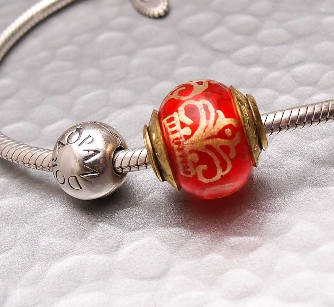 Charm Bracelet Bead Lampwork Glass - Harem Jewels Zaharia - Handmade SRA Glass Artist