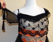 Devastatingly Beautiful Edwardian Teens Downton Abbey Party Dress with Gold Lace, Jet & Velvet