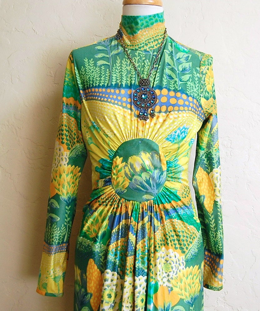 Rare & Amazing Vintage 70s Robert-David Morton Maxi Dress